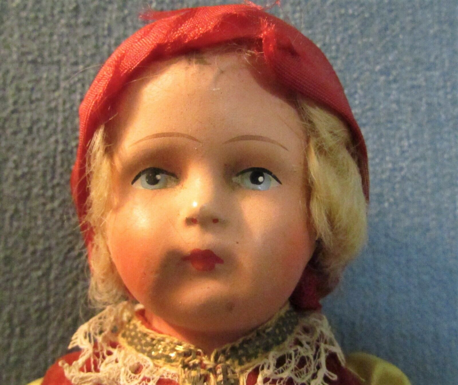 Pretty 1944 Italian Doll With A Hand Painted Composition Face (cloth Body)