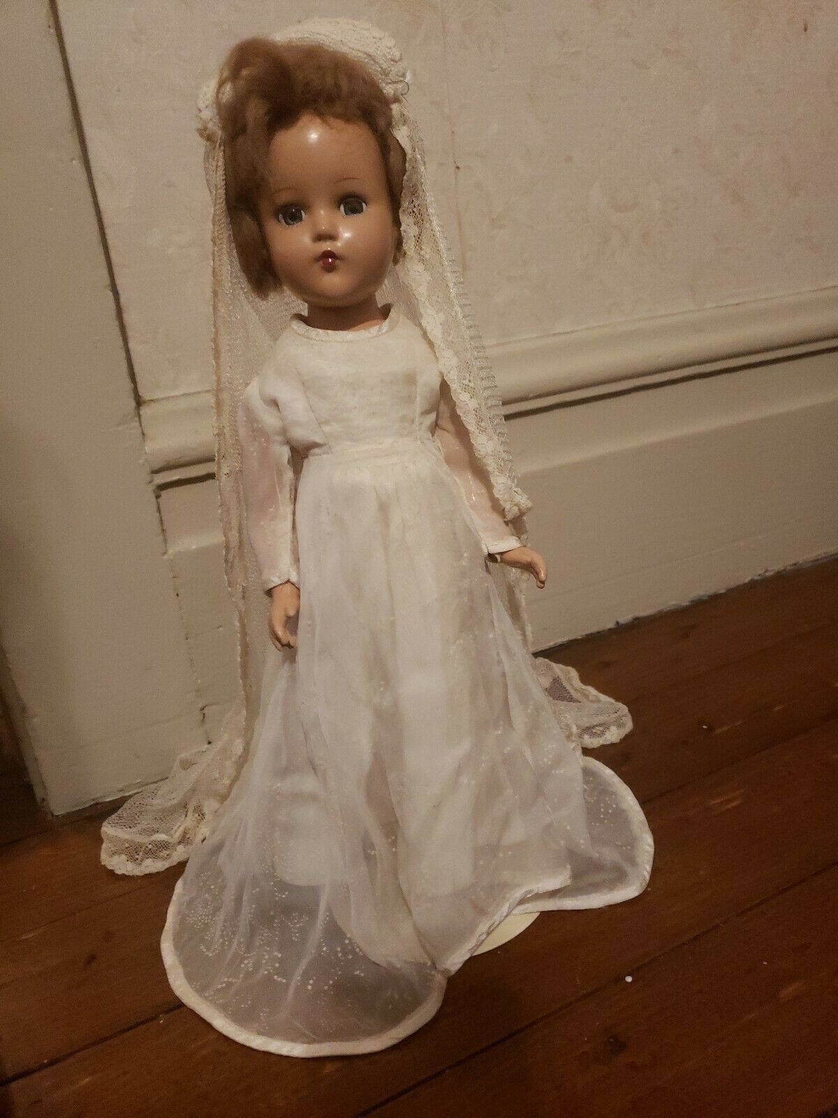 Vintage 1930s Composition Bride Character Girl Doll 14" Tall