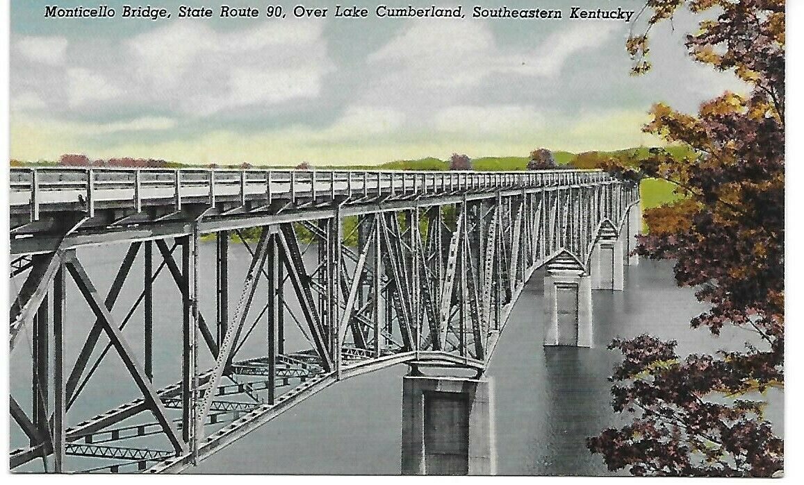 Postcard Of The Monticello Bridge Over Lake Cumberland, Ky In The 50's