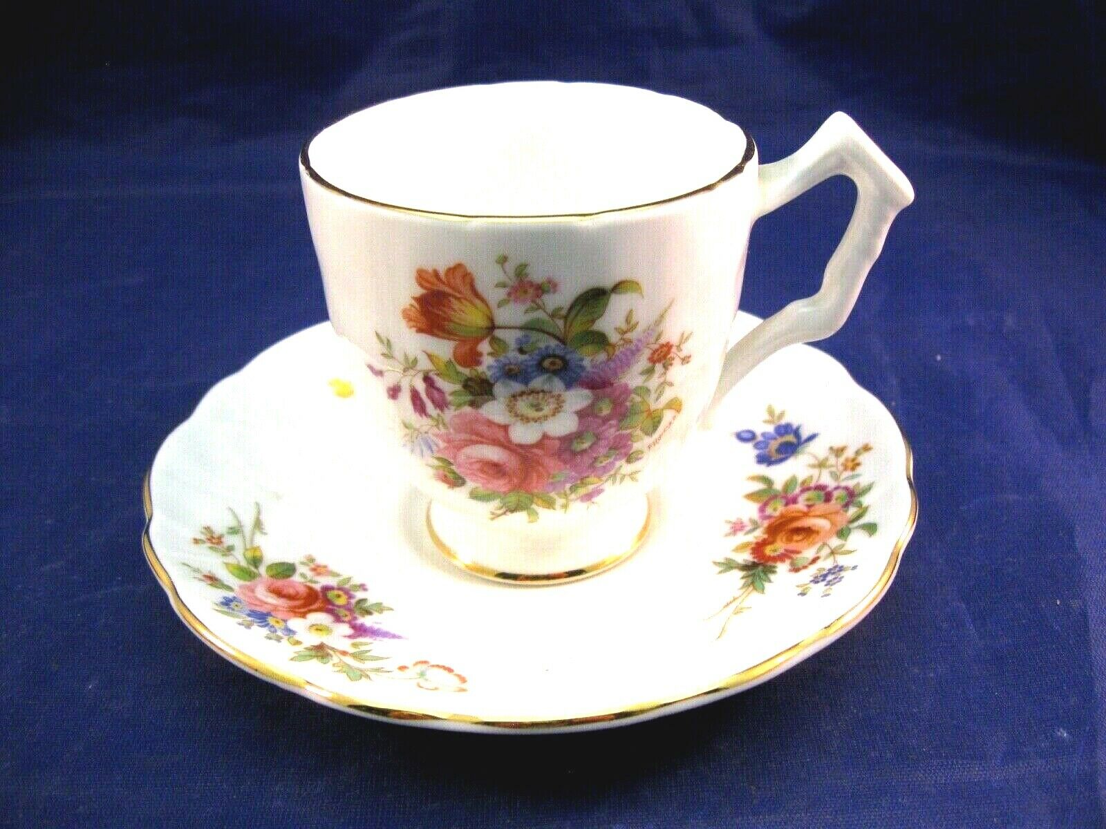 Small Hammersley Tea Cup & Saucer - Mixed Bouquet Of Flowers - Fine English Bone