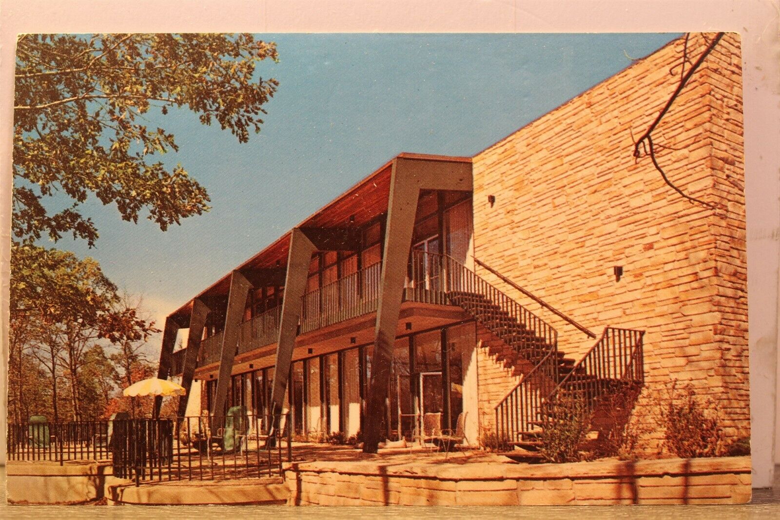 Kentucky Ky Rough River State Park Lodge Balcony Falls Postcard Old Vintage Card
