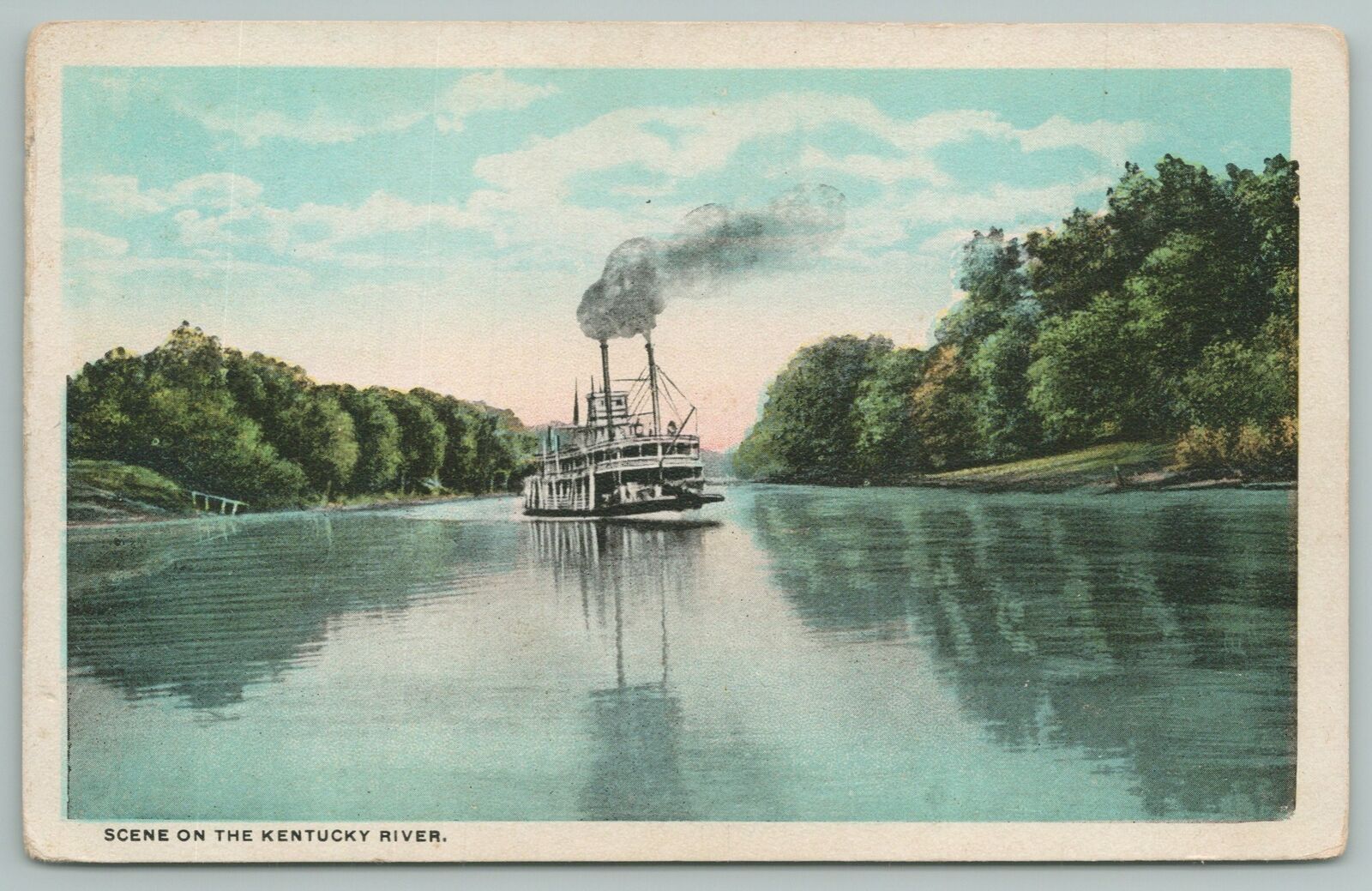 Kentucky~scene On Kentucky River & Boat~vintage Postcard