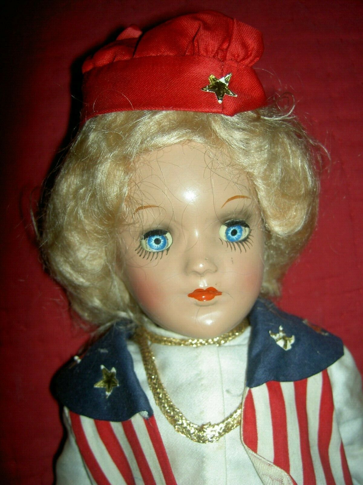 Pair 1930s Era, Patriotically Dressed, Composition Mary Hoyer Type Dolls "as Is"