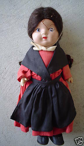 Vintage Composition Farm Girl Character Doll Look