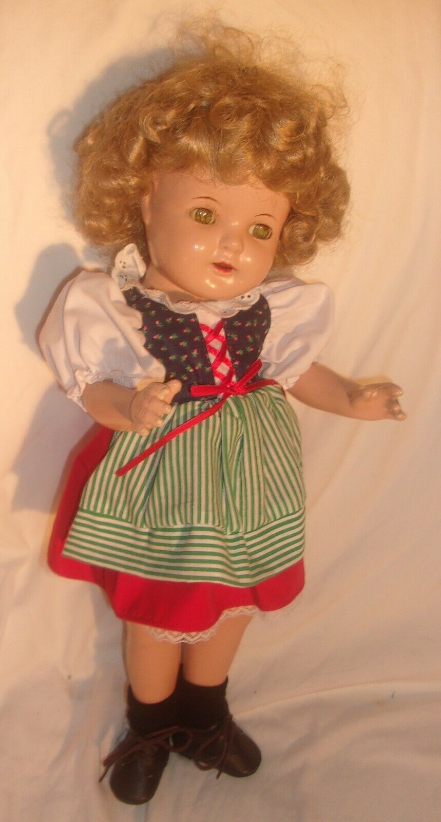 Vintage Nancy Shirley Temple Composition Doll 16 Inches Tall With Sleep Eyes